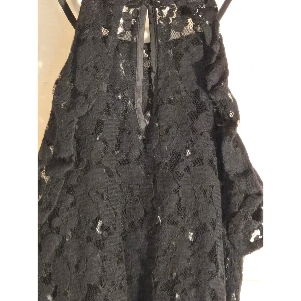 HM Coachella Official Collection Black Lace Halter Top High Neck Floral Size 2 - Picture 5 of 5
